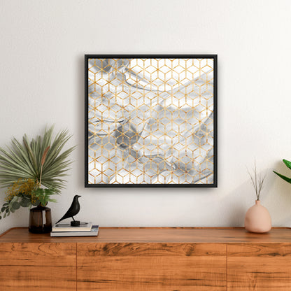 Modern Gray Framed Canvas - Symmetry | Home Decor Art