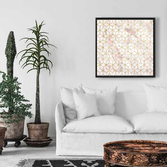 Toile Symétrie - Formes Grises, Décoration d'Art Encadrée pour Chambre