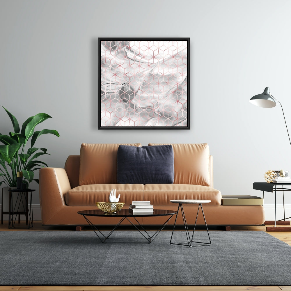 Toile grise abstraite « Symétrie » | Décoration murale encadrée pour chambre