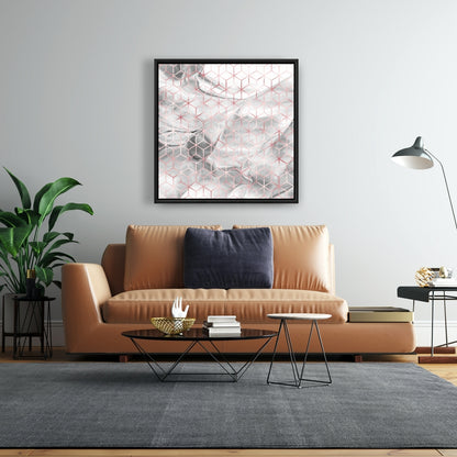 Toile grise abstraite « Symétrie » | Décoration murale encadrée pour chambre