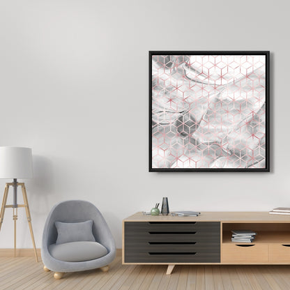 Toile grise abstraite « Symétrie » | Décoration murale encadrée pour chambre