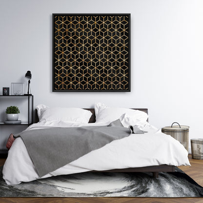 Symmetry Black Abstract Canvas - Framed Home Decor Art