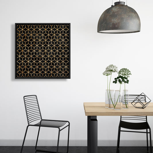 Toile abstraite noire symétrique – Décoration d'intérieur encadrée