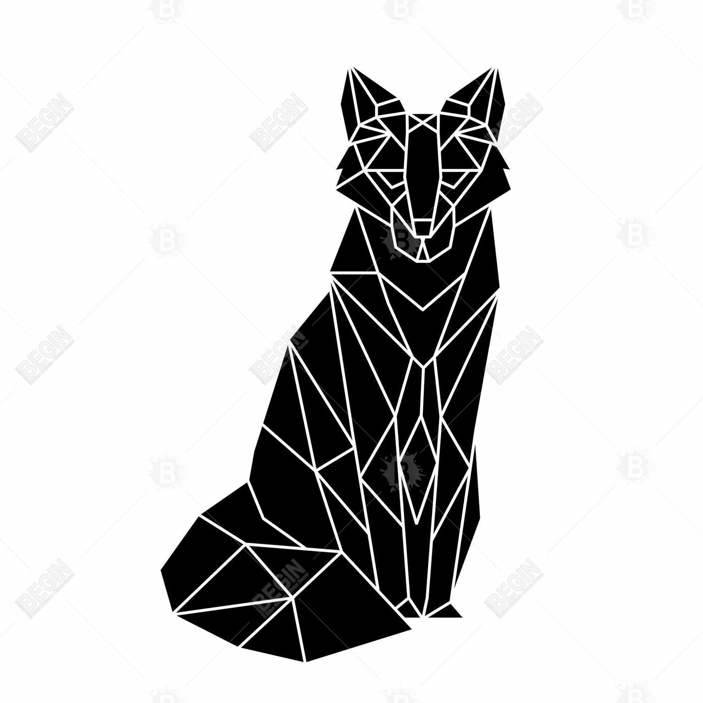 Toile encadrée motif renard géométrique – Décoration murale de chambre moderne