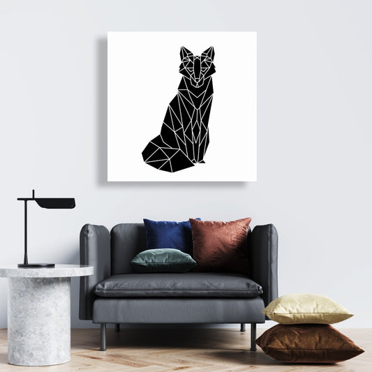 Geometric Fox Canvas | Bedroom Decor | Animal Shapes Art