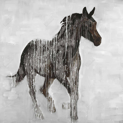 Toile abstraite représentant un cheval brun | Décoration murale animalière