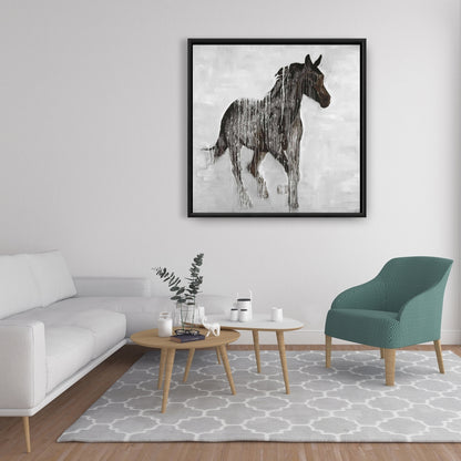 Toile abstraite représentant un cheval brun | Décoration murale animalière