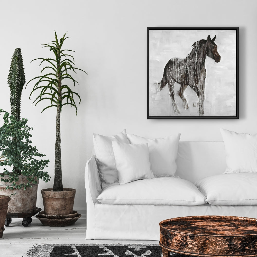 Toile abstraite représentant un cheval brun | Décoration murale animalière