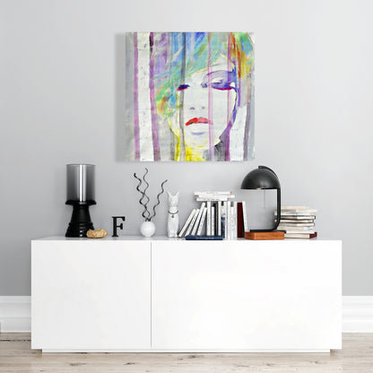 Beauty Figurative Gray Canvas - Abstract Colorful Portrait Decor