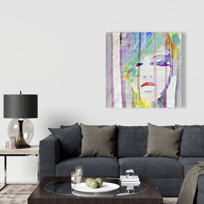 Beauty Figurative Gray Canvas - Abstract Colorful Portrait Decor
