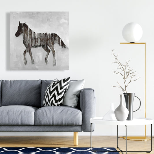 Gambading Abstract Horse Canvas - Brown Animal Bedroom Decor