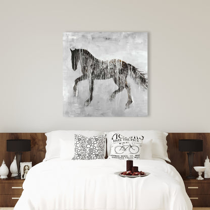 Horse Brown Silhouette Canvas - Farm Animal Home Decor