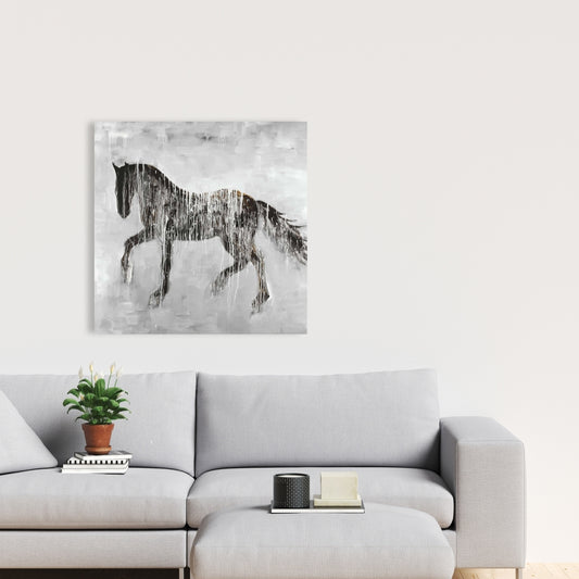 Horse Brown Silhouette Canvas - Farm Animal Home Decor