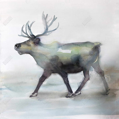 Toile de chambre à coucher « Caribou » bleu | Décoration d'intérieur encadrée