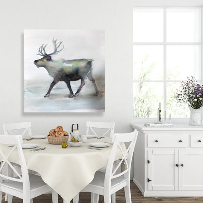 Rustic Caribou Canvas - Bedroom Wall Art | Home Decor