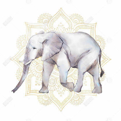 Toile Éléphant Gris pour Chambre à Coucher - Décoration Éléphant sur Mandalas