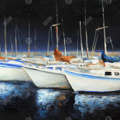 Orange Boat Metal Print - Fishing Boats at the Marina Decor