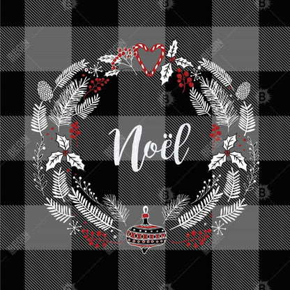 Couronne de Noël sur toile | Décoration de cuisine grise pour la maison