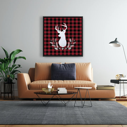 Décoration de cuisine encadrée à motif écossais de cerf rustique