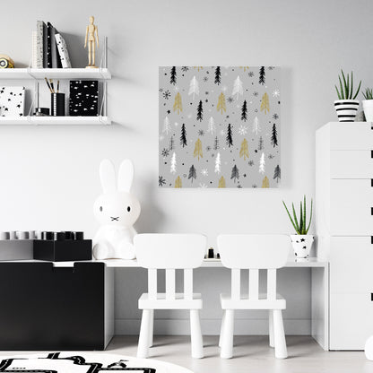 Christmas Tree Pattern Canvas | White Bedroom Decor Art