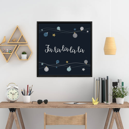 Toile vectorielle de boules de Noël – Art encadré bleu pour le salon