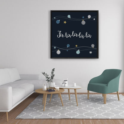 Toile vectorielle de boules de Noël – Art encadré bleu pour le salon