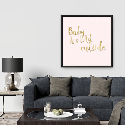 Toile encadrée rose « Bébé, il fait froid dehors » | Décoration d'intérieur