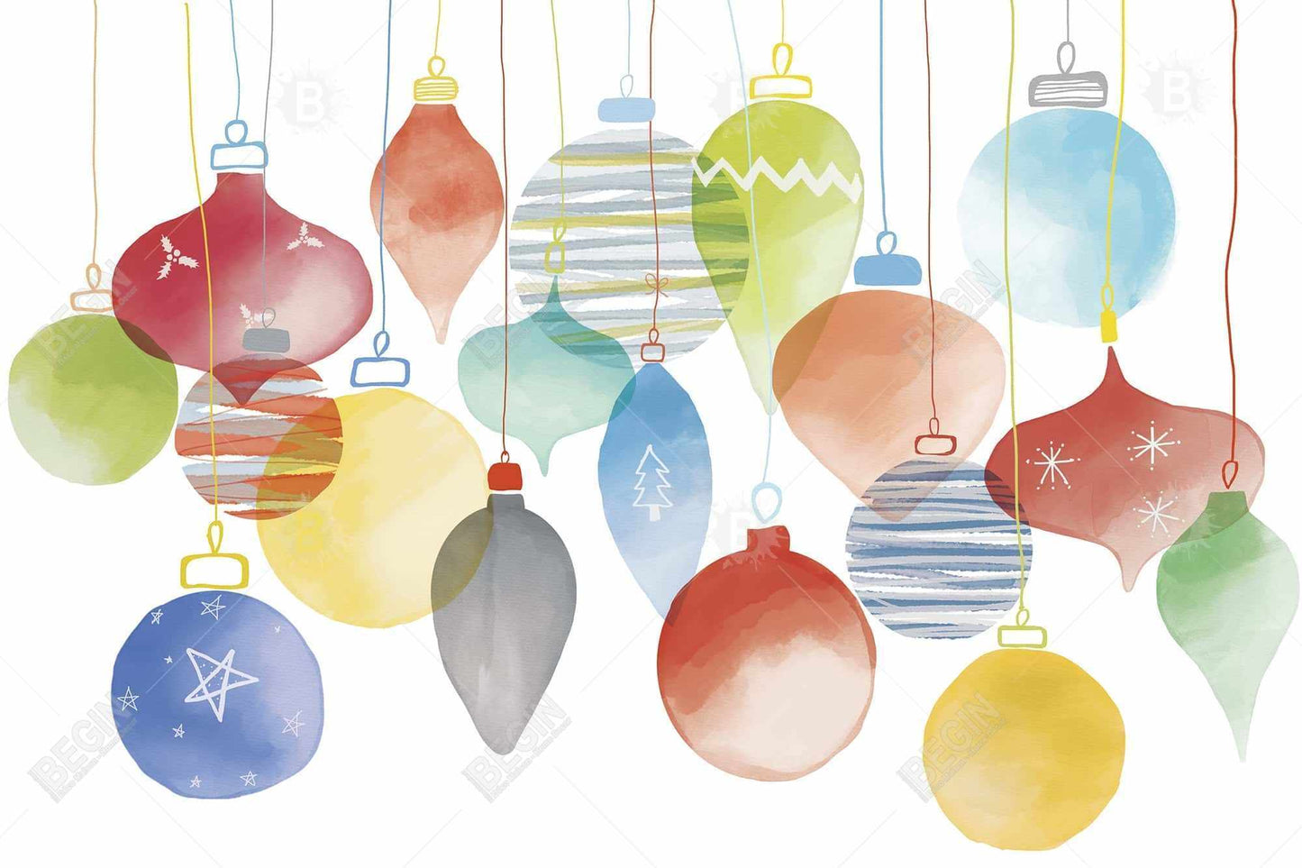 Toile Boules de Noël | Décoration murale encadrée bleue pour cuisine