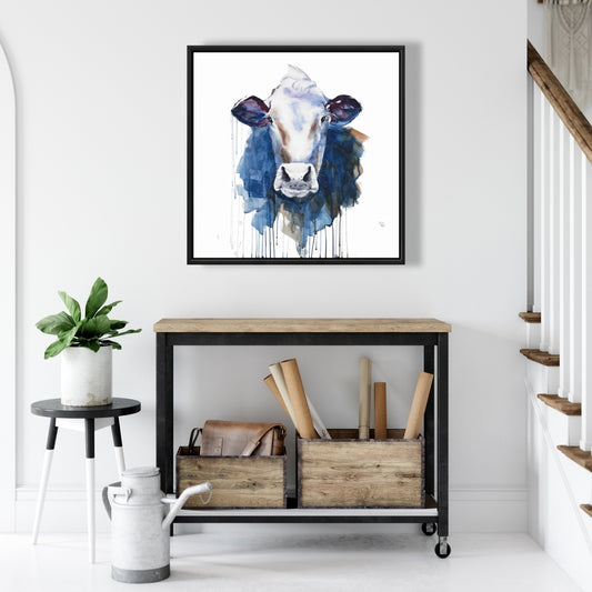Toile aquarelle représentant une vache – Décoration d'intérieur