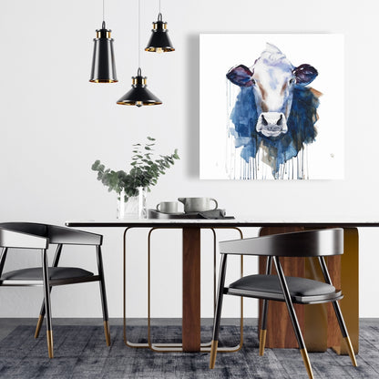 Watercolor Cow Canvas | Farm Animal Home Decor Wall Art