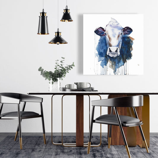 Watercolor Cow Canvas | Farm Animal Home Decor Wall Art