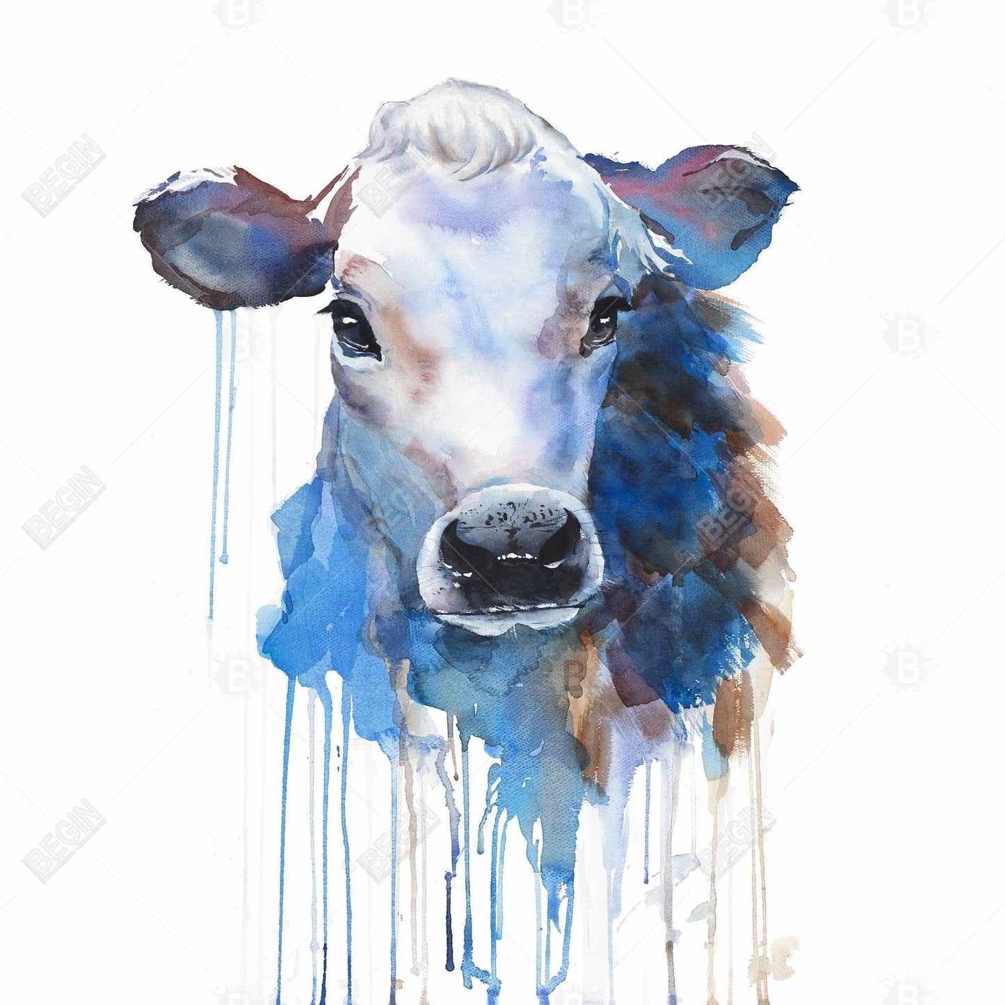 Watercolor Jersey Cow Framed Canvas | Farmhouse Home Decor