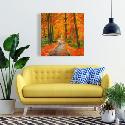 Autumn Trail Canvas - Contemporary Living Room Wall Art Decor