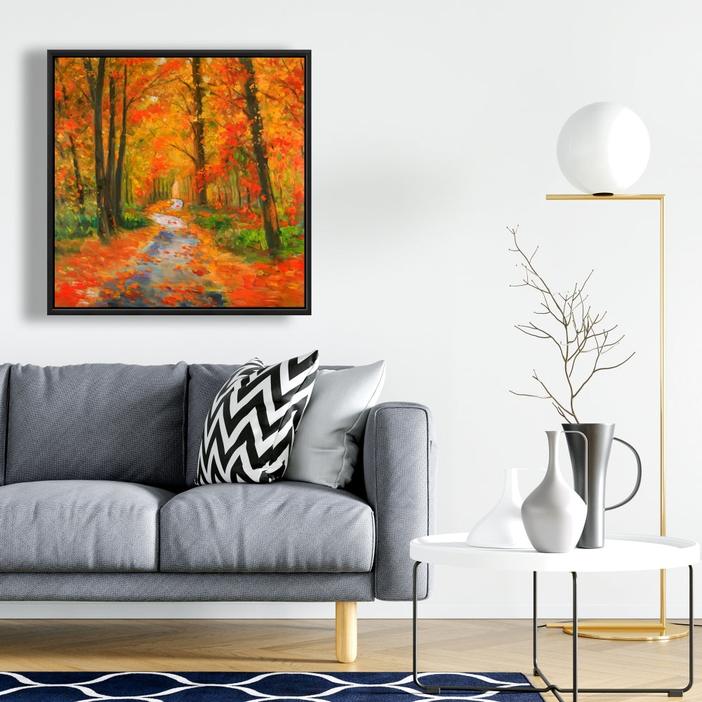 Autumn Trail Framed Canvas | Trees Livingroom Home Decor