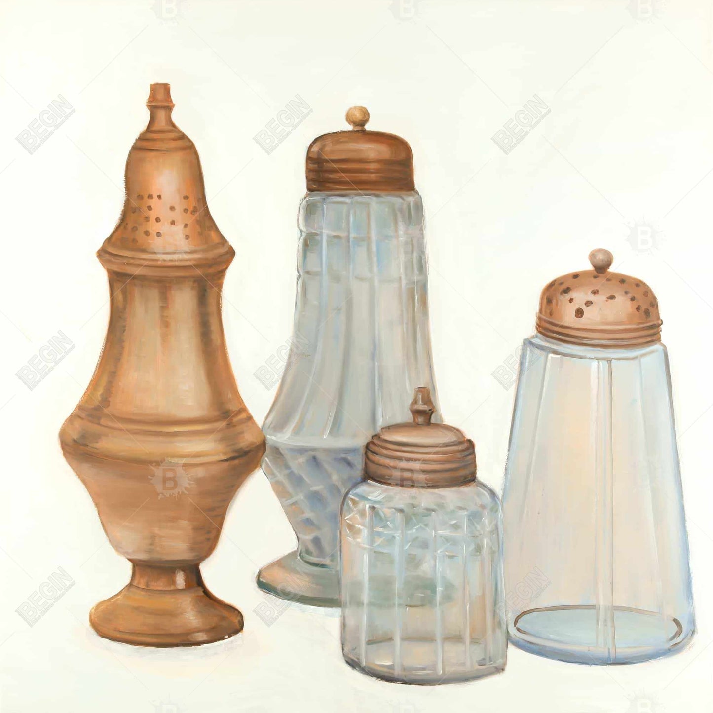 Antique Salt and Pepper Shaker Canvas | Vintage Home Decor