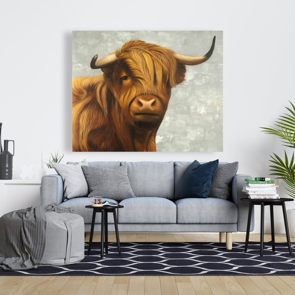 Toile de bovins des Highlands | Décoration rustique pour chambre à coucher