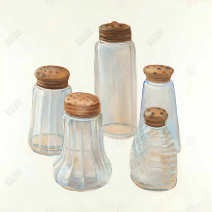 Vintage Salt and Pepper Shaker Canvas | Gray Kitchen Decor