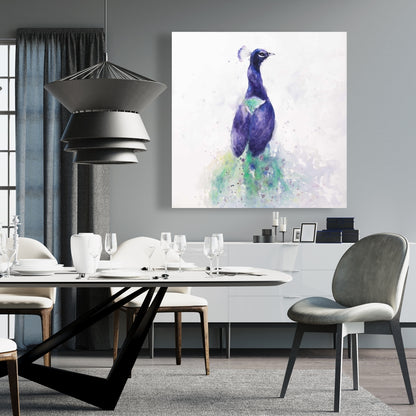 Toile violette gracieuse à motif paon - Décoration élégante pour chambre d'oiseau
