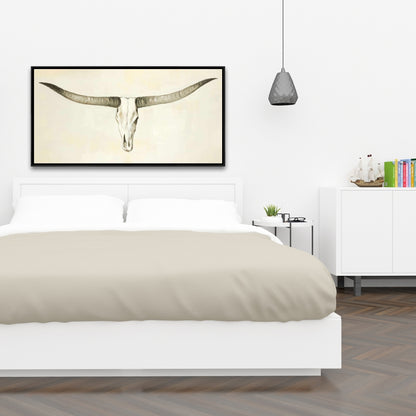 Toile représentant un crâne de bovin Longhorn - Décoration de chambre animalière marron