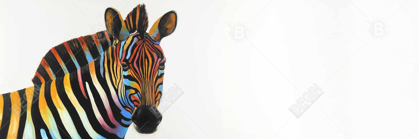 Toile encadrée colorée représentant un profil de zèbre – Décoration d'intérieur animalière bleue