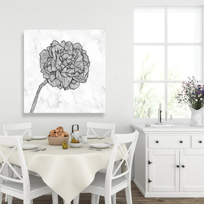 Bright Peony White Floral Canvas | Botanical Bedroom Decor
