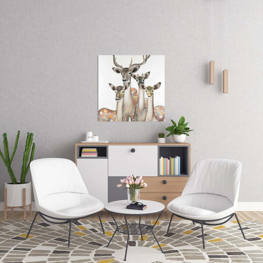 Abstract Deers Canvas - Brown Animal Art for Bedroom Decor