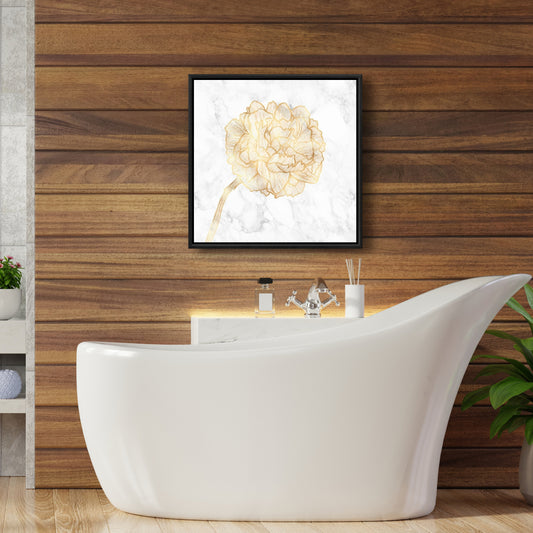 Toile encadrée Pivoine dorée - Décoration murale florale pour chambre à coucher
