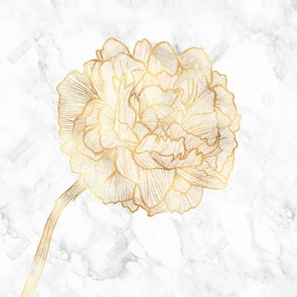 Golden Peony White Floral Canvas | Home Decor Botanical Art