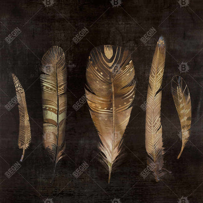 Ensemble de plumes marron | Décoration de chambre à coucher sur toile encadrée