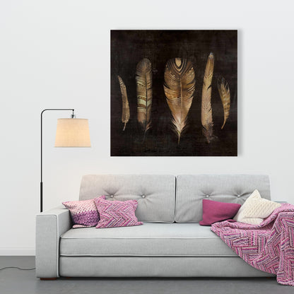 Brown Feather Set | Bohemian Canvas for Home Decor