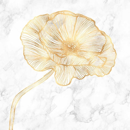 Toile de pavot doré | Décoration murale florale pour chambre à coucher