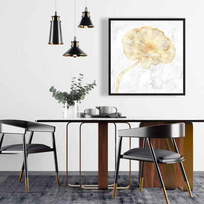 Toile de pavot doré | Décoration murale florale pour chambre à coucher