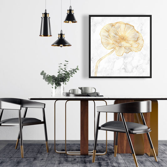 Golden Poppy Flower Canvas | Floral Bedroom Decor Wall Art