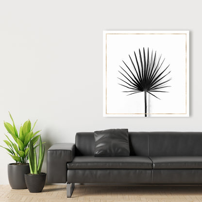 Cabbage Palm Leaf Canvas | White Botanical Livingroom Decor